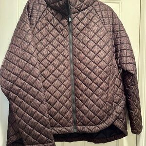 Athleta Quilted Puffer Jacket - Brown/Black print XL Like New Condition